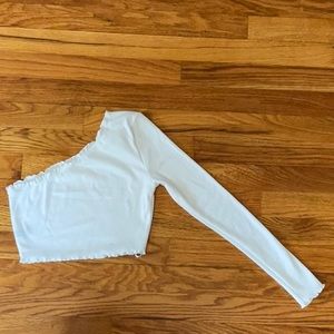 White crop top from SHEIN, one-shoulder